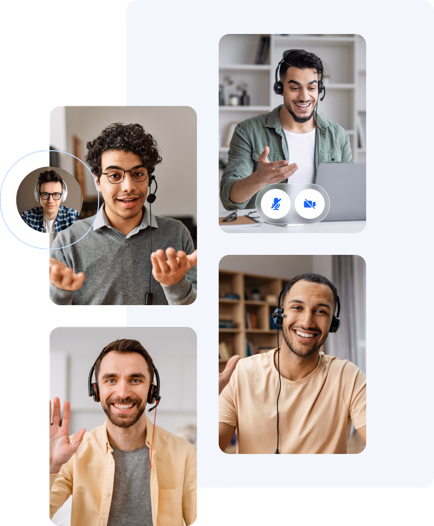 Team collaborating in a video conference